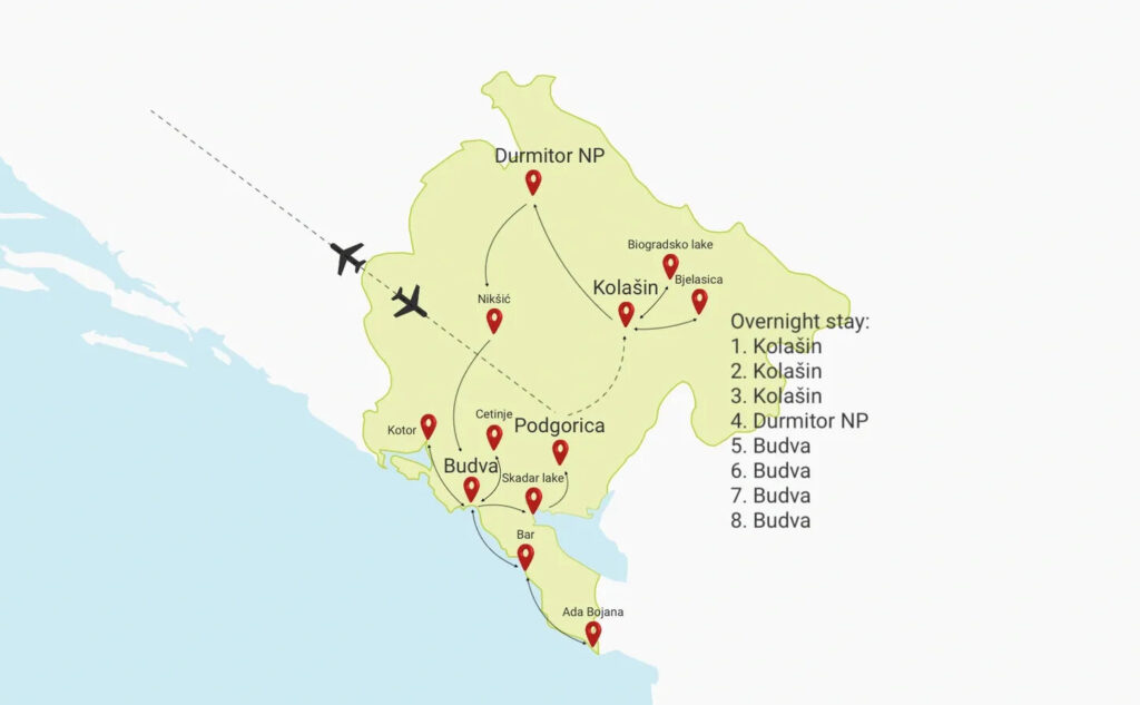 Amazing Montenegro - Laid Back - Map of Montenegro travel destinations.