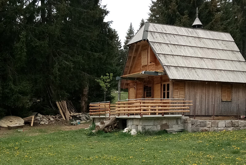 Rustic log cabin at Simo's camp