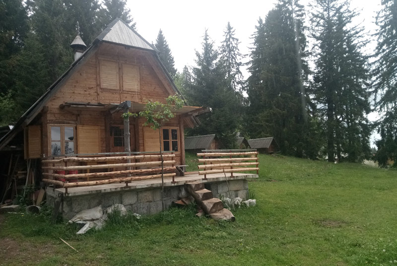 Rustic log cabin at Simo's camp